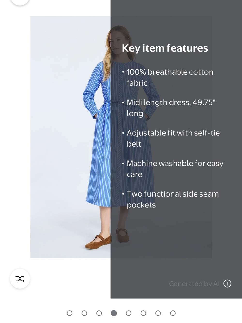Free Assembly sz Medium Blue Striped Midi Shirt Dress long sleeve preppy classic - Picture 13 of 16